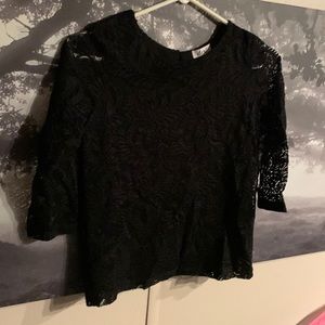 Dex Black lace dressy top girls size lrg 12